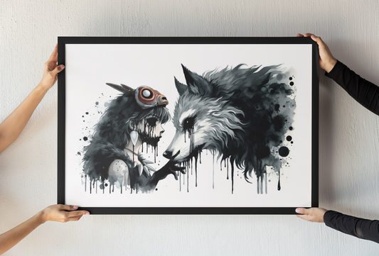 The Curse  - Weird Princess Mononoke Ghibli Watercolour Manga Art Print (21cm x 21cm) (Copy)