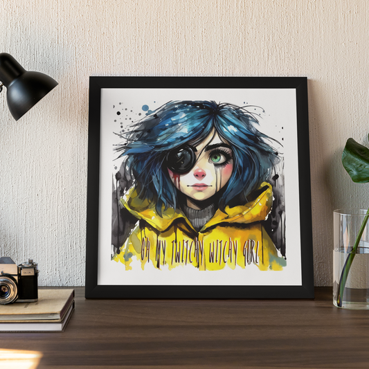 Coraline  - Button Eyes Watercolour Manga Fan Art Print (21cm x 21cm) (Copy)